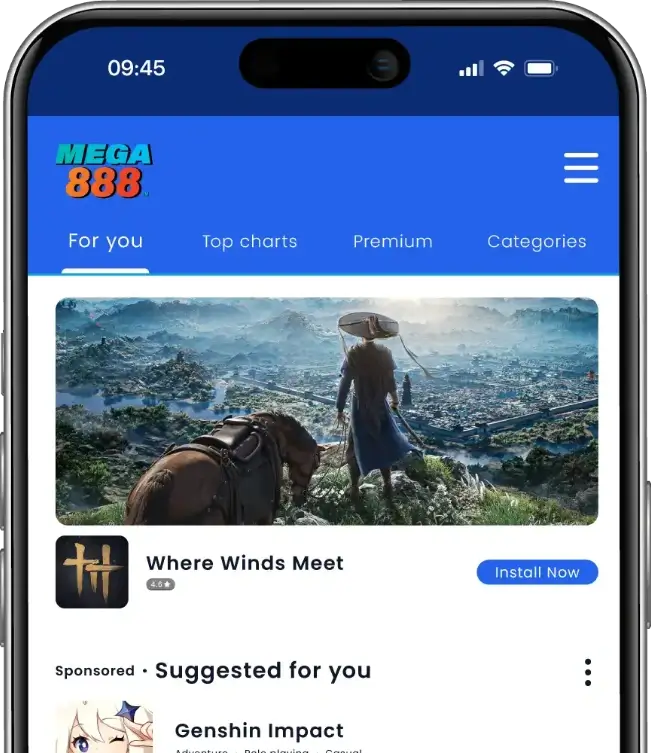 Mega888 APK Half Phone Banner